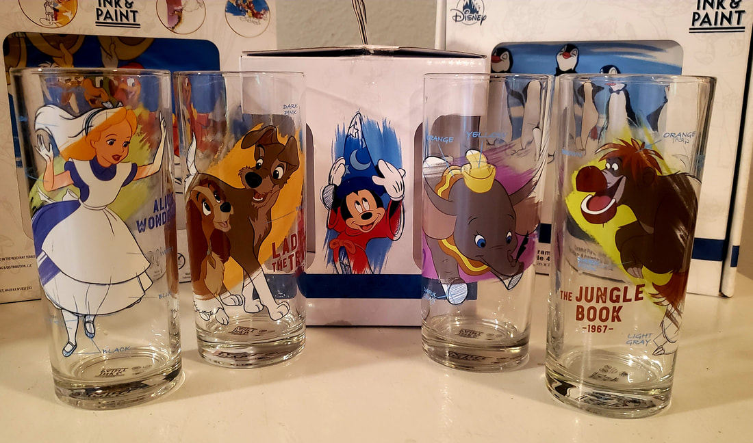 Set of Five Pastel Embossed Onishi Disney Character Drinking